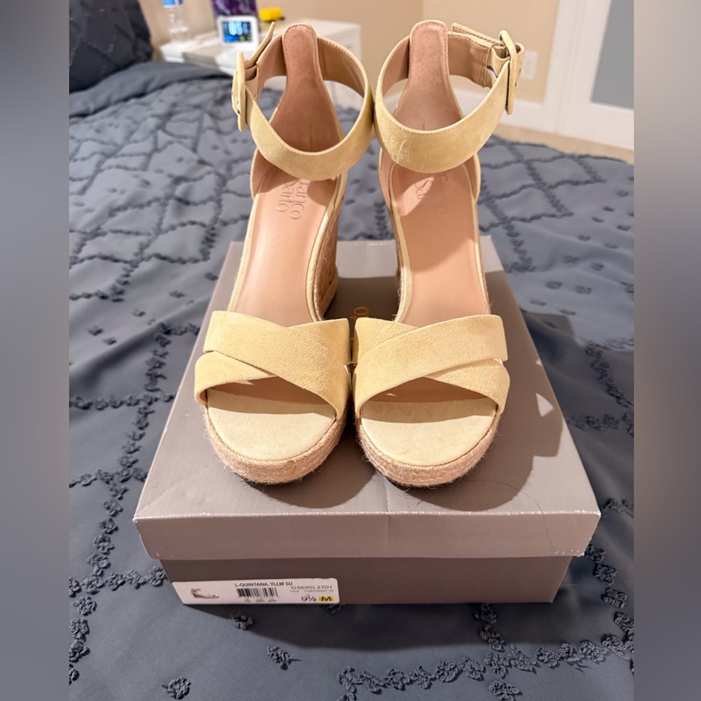 Franco Sarto Cream Wedge Sandals